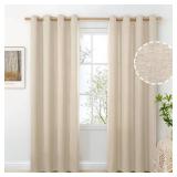 BGment Oatmeal Linen Curtains 84 Inch Length 2 Panels Set for Living Room, Thick Privacy Burlap Drapes for Bedroom Light Filtering Textured Curtain for Farmhouse Country, Each 52 Inch Wide