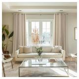 BGment Oatmeal Linen Curtains 84 Inch Length 2 Panels Set for Living Room, Thick Privacy Burlap Drapes for Bedroom Light Filtering Textured Curtain for Farmhouse Country, Each 52 Inch Wide