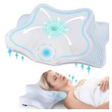 DONAMA Cervical Pillow for Neck and Shoulder,Contour Memory Foam Pillow,Ergonomic Neck Support Pillow for Side Back Stomach Sleepers with Pillowcase-Standard Size