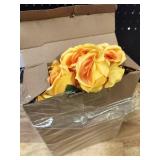 Hotop 20 Pcs Rose Artificial Flowers with Long Stem Realistic Silk Roses Bulk Real Touch Plastic Bouquet of Roses for Home Bridal Wedding Party Table Centerpieces Decorations(Orange)