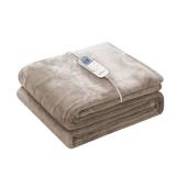 Wapaneus Heated Blanket Electric Blanket 72" x 84" Full Size with 10 Heating Levels and 12 Hours time Settings, Flannel Fast-Heating Electric Blanket, ETL Listed, Machine Washable, Mushroom