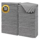 FIXSMITH Grey Microfiber Cleaning Cloth, Pack of 50, 16"X12" Cleaning Rags for Housekeeping and Kitchen, Reusable Shop Towels, Microfiber Towels for Car, Lint Free, Scratch-Free, Highly Absorbent