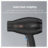 INFINITIPRO BY CONAIR Travel Hair Dryer, Mighty Mini Compact Lightweight Professional AC Motor Hair Dryer