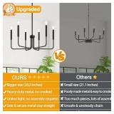 Black Chandelier, 6-Light Farmhouse Chandelier for Dining Room Lighting Fixtures Hanging, Dining Light Fixtures Industrial Modern Chandelier for Bedroom, Foyer, Hall, Kitchen, Living Room and Entryway