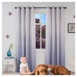 Yancorp Curtains for Girls Bedroom Kids Room Rainbow Curtains Nursery Curtain 96 inches Length Grommet Rainbow Color Decor for Playroom (Ombre Grey, W52 X L96)
