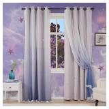 Yancorp Curtains for Girls Bedroom Kids Room Rainbow Curtains Nursery Curtain 96 inches Length Grommet Rainbow Color Decor for Playroom (Ombre Grey, W52 X L96)