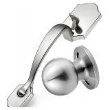 Megaflint Front Door Handle Plymouth Trim Lower Half Front Entry Handleset with Orbit Knob, Satin Chrome, Interior and Exterior Entrance Passage Lock