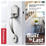 Megaflint Front Door Handle Plymouth Trim Lower Half Front Entry Handleset with Orbit Knob, Satin Chrome, Interior and Exterior Entrance Passage Lock