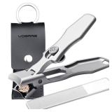 VOGARB Nail Clippers for Men Thick Nails Large Wide Jaw Opening Toenails Clippers for Seniors Long Handle Heavy Duty Portable Ultra Sharp Fingernail Clipper with Catcher for Adult Women (Silver)