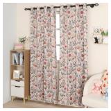 Moslovstar Pink Print Blackout Curtain 2 Panels Cute Rabbits Tulip Plants Leaves Window Curtains for Baby Girl Nursery Bedroom, Pink Teapot Bunny 52" W x 63" L
