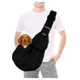 SlowTon Dog Carrier Sling - Thick Padded Adjustable Shoulder Strap Dog Carriers for Small Dogs, Puppy Carrier Purse for Pet Cat with Front Zipper Pocket Safety Belt Machine Washable Waterproof Black L