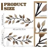 Zhengmy 2 Pieces Metal Tree Leaf Wall Decor Vine Olive Branch Leaf Wall Art Living Room, Hallway Wall Decor Outdoor Decoration(Vintage Brown)