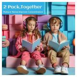 A 2 Pack Noise Canceling Headphones for Kids, Kids Ear Protection Earmuffs for Autism, Toddler, Children, Kids Noise Cancelling Headphones Sound Proof Earmuffs for Concerts, Air Shows, Fireworks