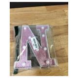 Led Marquee Letters, Pink Glitter Light Up Letters, Small Led Letter Lights, Battery Powered Lighted Letter for Party, Table, Birthday Decor (N)