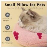 ucho Pillow for Cats, Ultra Soft Fluffy Pet Calming Toy Half Donut Cuddler, U-Shaped Pillow for Pet Cervical Protection Sleeping Improve (Pink Heart)