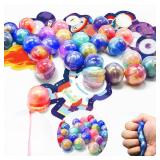 A 28PCS Valentines Day Gifts for Kids, Galaxy Slime Balls with Space Valentines Cards Slime Stress Relief Fidget Toys for Kids Valentine School Classroom Prize Exchange, Valentine Party Favors