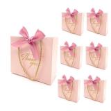 TKSBAG 20 Pack Small Pink Thank You Gift Bags With Handles-5.5
