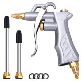 JASTIND Industrial Air Blow Gun with Brass Adjustable Air Flow Nozzle and 2 Steel Extension, Pneumatic Air Compressor Accessory Tool Dust Cleaning and Blower Gun