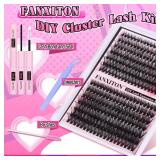 FANXITON DIY Lash Extension Kit - Volume Clusters 40D+50D D Curl Individual Lashes, Thick Eyelash Extension 280 pcs, Thin Band, Bond and Seal, Tweezers