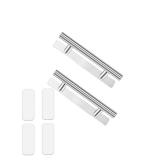 bepisof 2Pack Self-Adhesive Drawer Handles Stick On Cabinet Pulls Aluminum Alloy Adhesive No Drilling Required Door Pull Handle,Suitable for Drawers, Closets, and More(Silver)
