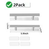 bepisof 2Pack Self-Adhesive Drawer Handles Stick On Cabinet Pulls Aluminum Alloy Adhesive No Drilling Required Door Pull Handle,Suitable for Drawers, Closets, and More(Silver)