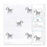 Amazing Baby - Sensory Muslin Swaddle Blanket, Premium Cotton, Zebra, Black and White for Baby Visual Development