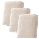 H.VERSAILTEX Velvet Stretch Couch Cushion Cover Plush Cushion Slipcover for Chair Loveseat Sofa Cushion Furniture Protector Seat Cushion Sofa Cover (3 Piece Sofa Cushion Covers, Ivory)