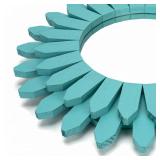 Honiway Beach Wall Decor Mirror 12 inch Wood Coastal Wall Decor Sunburst Boho Home Decor Room Decor for Bedroom Living Room Bathroom Cyan