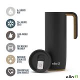 Ello Magnet 18oz Vacuum Insulated Stainless Steel Travel Mug with Side Handle and Leak-Proof Slider Lid and Built-in Coaster, Keeps Hot for 5 Hours, Perfect for Coffee or Tea, BPA-Free, Matte Black