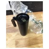 Ello Magnet 18oz Vacuum Insulated Stainless Steel Travel Mug with Side Handle and Leak-Proof Slider Lid and Built-in Coaster, Keeps Hot for 5 Hours, Perfect for Coffee or Tea, BPA-Free, Matte Black