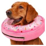 Didopet Inflatable Dog Pillow Cone Collar After Surgery, Donut Soft Neck Cone for Golden Retriever & German Shepherd Extra Large Dogs, etc, Recovery E Collar to Stop Licking Pink