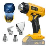 Cordless Heat Gun for DeWalt 20V Li-ion Battery, 350W Fast Heating Up to 1022â (550â) Hot Air Gun Overload Protection with 4 Nozzle Attachments for Crafting, Shrink tubing, Shrink Wrap, Craf