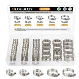 DLOUBLEIY 45PCS Hose Clamp Assortment Kit - Stainless Steel Hose Clamps with Worm Gear, Adjustable 1/4