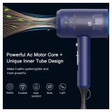 Slopehill Professional Ionic Hair Dryer, Powerful 1800W Fast Drying Low Noise Blow Dryer with 2 Concentrator Nozzle 1 Diffuser Attachments for Home Salon Travel Purple and Black
