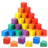 Sasylvia Small Wooden Colored Blocks 10 mm Painted Wooden Cubes Square Building Blocks for Kids DIY Mini Wood Blocks for School Adults Craft Art Baby Shower, 6 Assorted Colors
