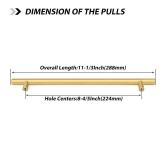 goldenwarm 5pcs Brushed Brass Cabinet Cupboard Drawer Door Handle Pull Knob for Furniture Kitchen Hardware 8-4/5in Hole Center 11-1/3in Overall Length