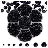 A 5600PCS Half Round Pearls Flatback Imitation Pearls for Crafts,7 Sizes for DIY Nails Art Crafting,Jewelry Making, Shoes,Cup,Phone Decoration (Black)