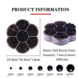 A 5600PCS Half Round Pearls Flatback Imitation Pearls for Crafts,7 Sizes for DIY Nails Art Crafting,Jewelry Making, Shoes,Cup,Phone Decoration (Black)