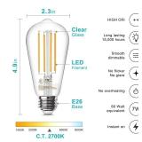 TJOY Edison Light Bulbs 60W Equivalent, Dimmable Vintage LED Light Bulbs, E26 Medium Base, Warm White 2700K, ST58, 8W, 800LM, 80+ CRI, Antique Decorative Filament LED Bulb, Clear Glass, 6 Pack