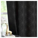 A 100% Blackout Curtains Thermal Insulated Noise Reduction Drapes for Bedroom & Living Room Metallic Foil Energy Saving Window Panels Grommet Top, Set of 2, 52 Inch Wide x 84 Inch Long, Black/Silver