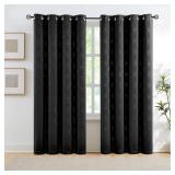 A 100% Blackout Curtains Thermal Insulated Noise Reduction Drapes for Bedroom & Living Room Metallic Foil Energy Saving Window Panels Grommet Top, Set of 2, 52 Inch Wide x 84 Inch Long, Black/Silver