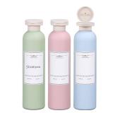ASEVAT 8.8oz 3Pcs Plastic Refillable Travel Shampoo and Conditioner Bottles Refillable Travel Bottle with Flip Cap Plastic Shampoo and Conditioner Bottles