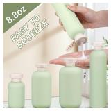 ASEVAT 8.8oz 3Pcs Plastic Refillable Travel Shampoo and Conditioner Bottles Refillable Travel Bottle with Flip Cap Plastic Shampoo and Conditioner Bottles