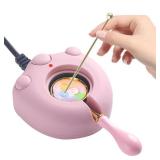 Electric Wax Seal Warmer, Pink Electric Sealing Stamp Warmer Melter for Melting Wax Seal Beads Sticks with Spoon, Stirring to Do DIY Craft (Pink)