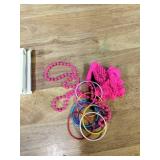 Blulu 80s Accessories Women Lace Headband Earrings Fishnet Gloves Necklace Bracelet for 80s Retro Party Halloween(Rose Red)