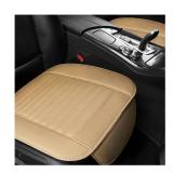 Dickno 2 PCS Car Seat Covers for Front Seats, Breathable Leather Cushion Protector, Anti-Slip Driver Seat Padded with Storage Pockets, Universal Car Accessories for Most Cars, SUVs (Beige)
