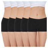 Sudally Boy Shorts Underwear for Women, Seamless Nylon Stretch No Show Boyshort Panties Boxer Briefs (black S)