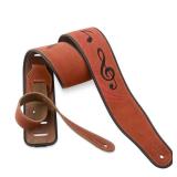 Dulphee Leather Guitar Strap, 2.8 Inches Width Suede Guitar Strap for Bass, Electric guitar and Acoustic Guitar (Brown Note)