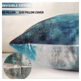 Alricc Set of 2 Turquoise and Grey Art Artwork Contemporary Decorative Gray Home Decorative Throw Pillow Covers Cushion Covers for Bedroom Sofa Living Room 18X18 Inches