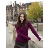 v28 Women Crew Neck Korea Knit Stretchable Elasticity Long Sleeve Sweater Jumper (M, Lightpurple)